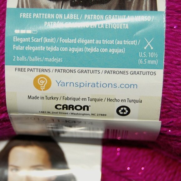 Mix Lot of 4 (Grape & Fuchsia Sparkle), Caron Simply Soft Party Yarn, #4 Worsted - Picture 5 of 5